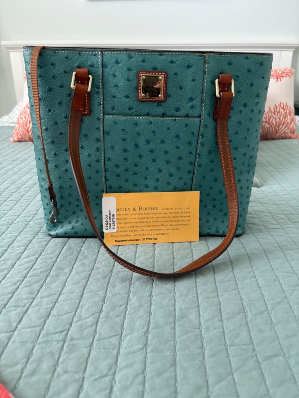 Dooney & Bourke Turquoise Small Lexington Bag - Picture 4 of 13